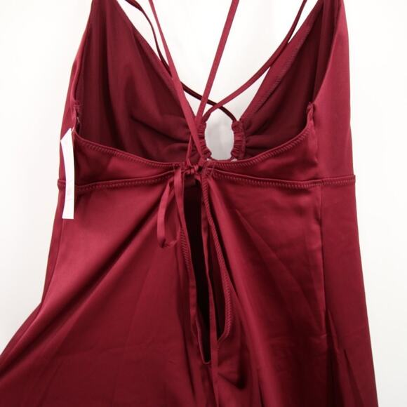 NWT Auden Burgundy Silk-Style Slip Dress Night Sleepwear Matching G-String Thong - Picture 7 of 12